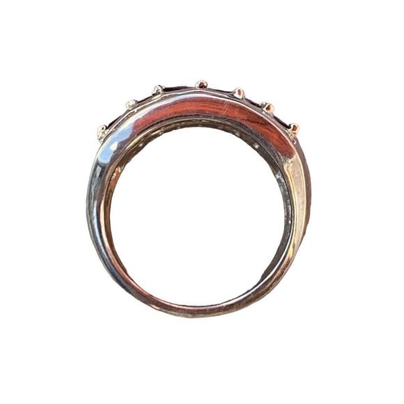 Retro Silver Ladies Ring Garnets +Other Gemstone Size 8 Wide Band Stunning - Picture 5 of 6